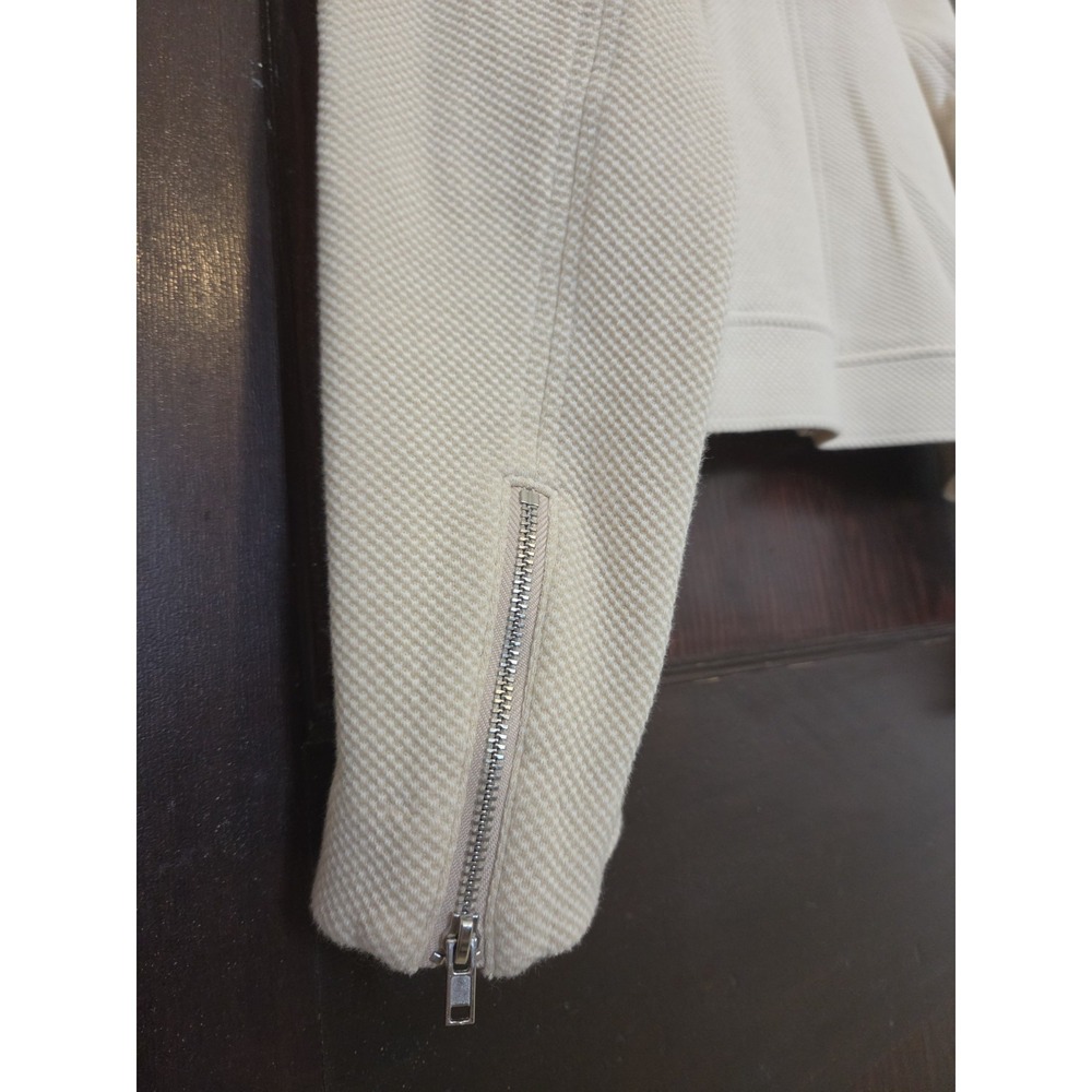 Banana Republic Textured Cotton Knit Moto Bomber Jacket Full Zip Women L EUC - Picture 10 of 11